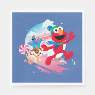 Serviette En Papier Monstre Elmo, Tango & Cookie Meilleur Noël