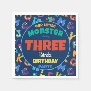 Serviette En Papier Monstres Alphabet Anniversaire Petit Monstre Ajout