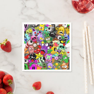 Serviette En Papier Monstres caractères mignons Motif d'Halloween