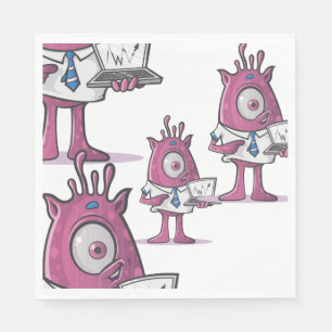 Serviette En Papier Monstres Comptables Violets Drôles en Papier