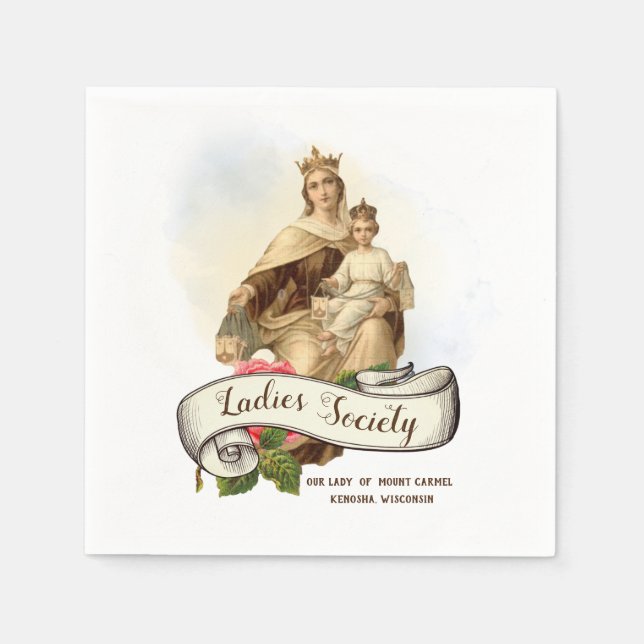 Serviette En Papier Mont Carmel Religieux Catholique Jésus Scapulaire (Devant)