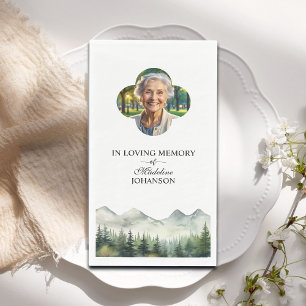 Serviette En Papier Montagnes et arbres Célébration de la vie funérair