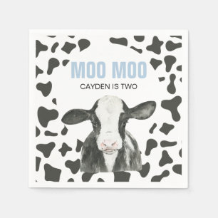 Serviette En Papier MOO MOO J'ai DEUX Impression vache anniversaire