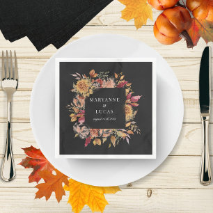 Serviette En Papier Moody Autumn Floral Monogramme