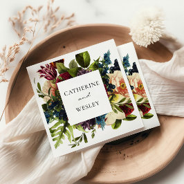 Serviette En Papier Moody Floral Bourgogne Mariage