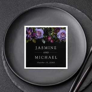 Serviette En Papier Moody Gothic Purple Floral Mariage
