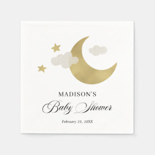 Serviette En Papier Moon Stars Nuages Baby shower de script sophistiqu