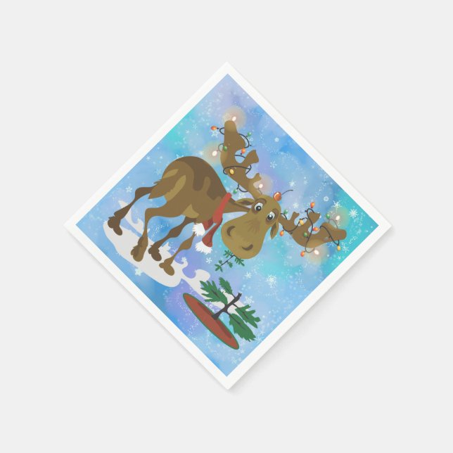 Serviette En Papier Moose de Noël (Coin)