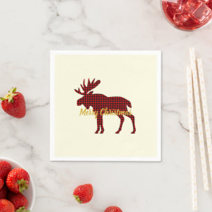 Serviette En Papier Moose Plaid Ski Lodge Holiday Party Napkins
