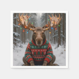 Serviette En Papier Moose Wearing Ugly Christmas Sweater