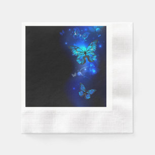 Serviette En Papier Morpho Butterfly in the Dark Background