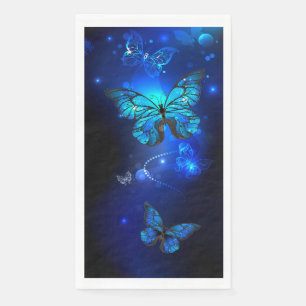 Serviette En Papier Morpho Butterfly in the Dark Background