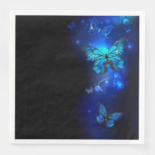 Serviette En Papier Morpho Butterfly in the Dark Background