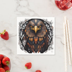 Serviette En Papier Mosaic Eagle Portrait Coussin rond