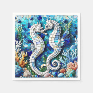 Serviette En Papier Mosaic Seahorses Plage romantique