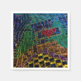 Serviette En Papier Mosaïque colorée avec cœur rouge