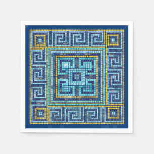 Serviette En Papier Mosaïque de mosaïque grecque clé de méandre