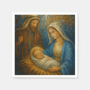 Serviette En Papier Mosaïque de verre coloré de la Nativité Sainte F