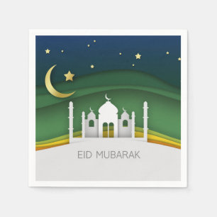 Serviette En Papier Mosquée de coupure de papier moderne Aïd Moubarak