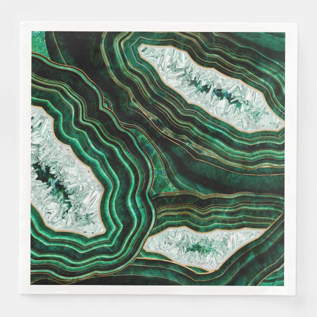 Serviette En Papier Moss Green Geode et Crystals Art numérique (Devant)