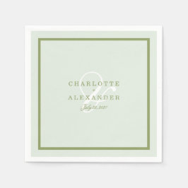 Serviette En Papier Moss Green Monogram Wedding Napkin