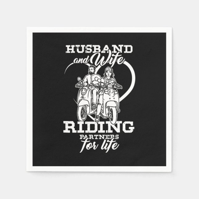 Serviette En Papier Moteur couple Lovers Motorcycle Husband And Wife (Devant)