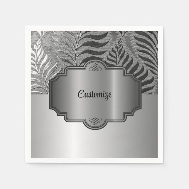 Serviette En Papier Motif 3 feuille d'argent personnalisé (Devant)