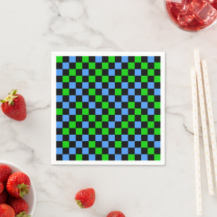 Serviette En Papier Motif à carreaux bleu vert et noir 