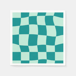 Serviette En Papier Motif à carreaux bleus Groovy Rétro