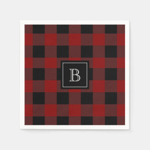 Serviette En Papier Motif à carreaux Buffalo rustique monogrammé initi