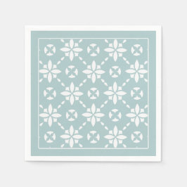 Serviette En Papier Motif à carreaux de fleurs blanches sur la bordure