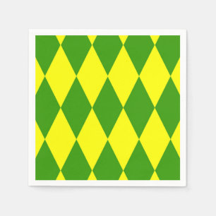 Serviette En Papier Motif à carreaux Harlequin jaune vert