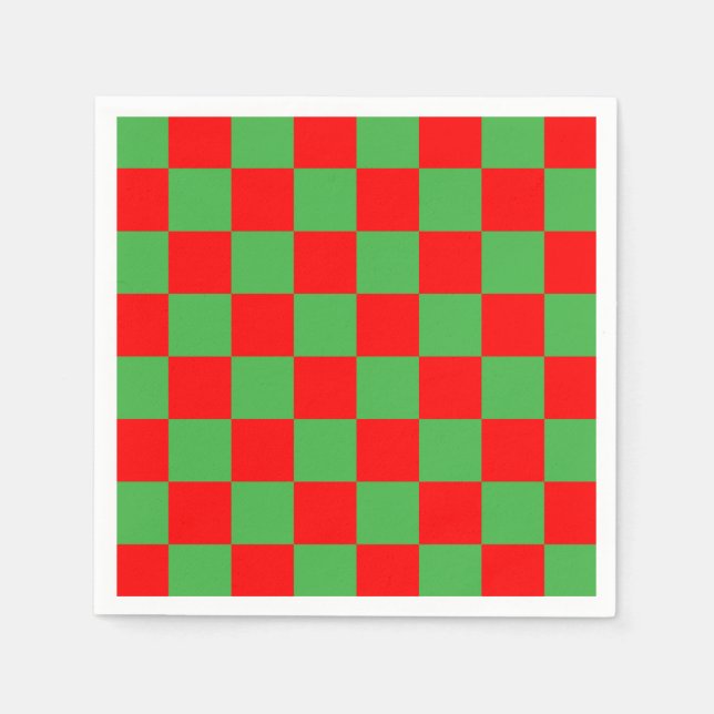 Serviette En Papier Motif à carreaux rouge et vert à carreaux (Devant)