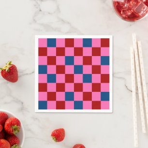 Serviette En Papier Motif à carreaux rouge rose bleu