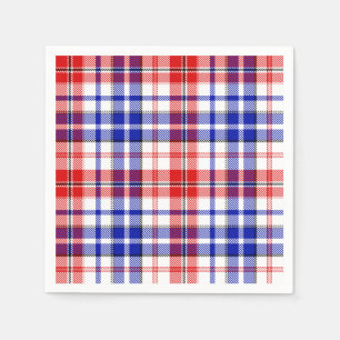 Serviette En Papier Motif à carreaux Tartan Blanc Rouge Bleu