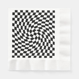 Serviette En Papier Motif À damiers dépoli noir et blanc