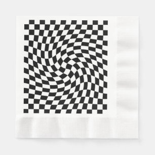 Serviette En Papier Motif À damiers dépoli noir et blanc