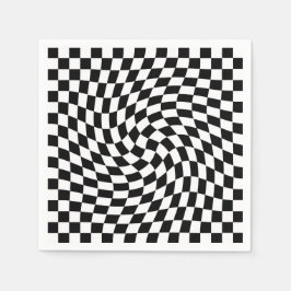 Serviette En Papier Motif À damiers dépoli noir et blanc