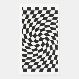 Serviette En Papier Motif À damiers dépoli noir et blanc