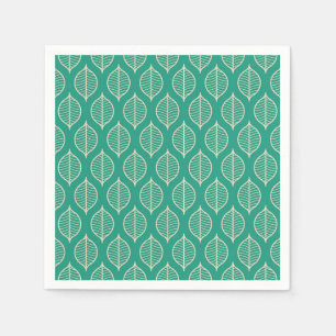 Serviette En Papier Motif à feuilles vertes stylisées