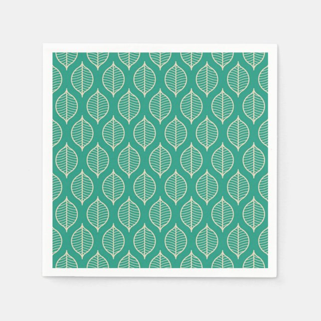 Serviette En Papier Motif à feuilles vertes stylisées (Devant)