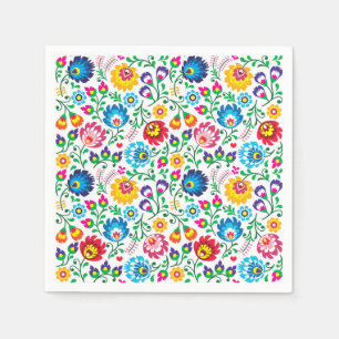 Serviette En Papier Motif à fleurs d'art populaire 2