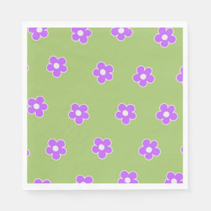 Serviette En Papier Motif à fleurs vert violet rétro Y2K