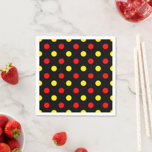 Serviette En Papier Motif à pois jaune rouge noir