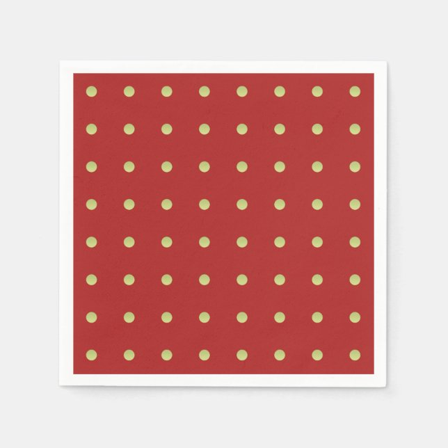 Serviette En Papier Motif à pois rouge et doré (Devant)