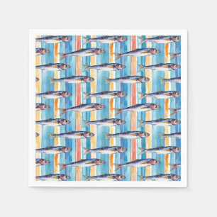 Serviette En Papier Motif à rayures de poissons de sardine