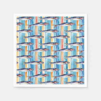Serviette En Papier Motif à rayures de poissons de sardine