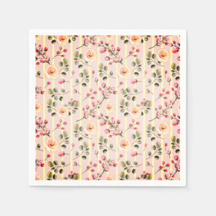 Serviette En Papier Motif à rayures florales rose pâle