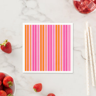 Serviette En Papier Motif à rayures verticales rose et orange