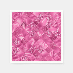 Serviette En Papier Motif à tissage Carré rose chaud